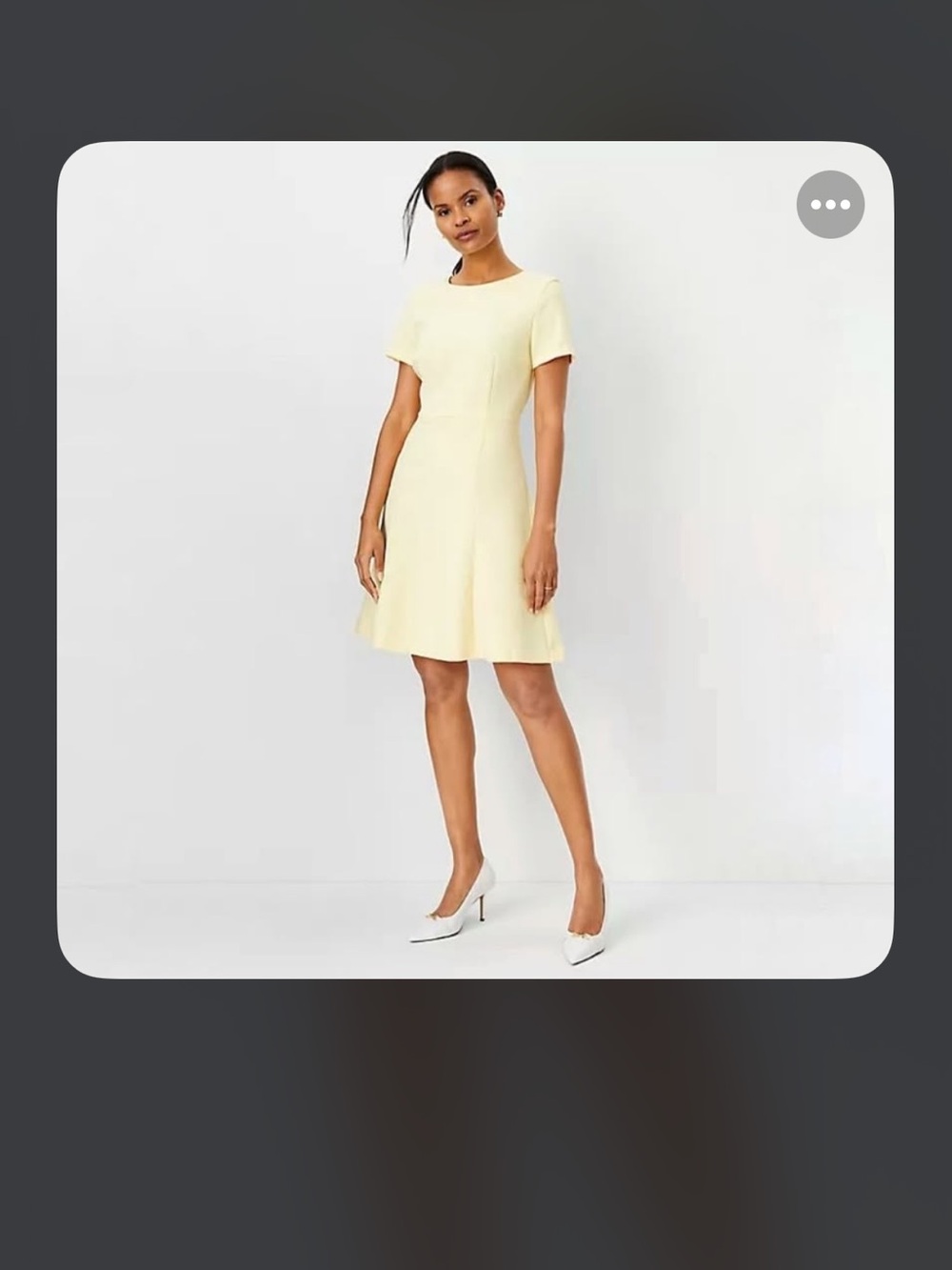Ann Taylor Pale Yellow Short-Sleeve A-Line Mini Fit and Flare Dress